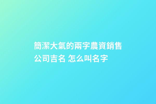 簡潔大氣的兩字農資銷售公司吉名 怎么叫名字